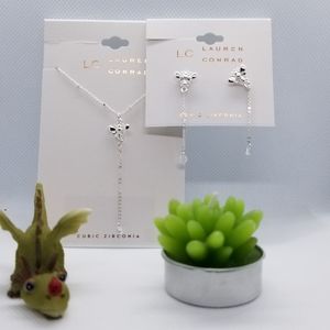 Sterling Silver "BEE " Y Pendant & Earrings Set